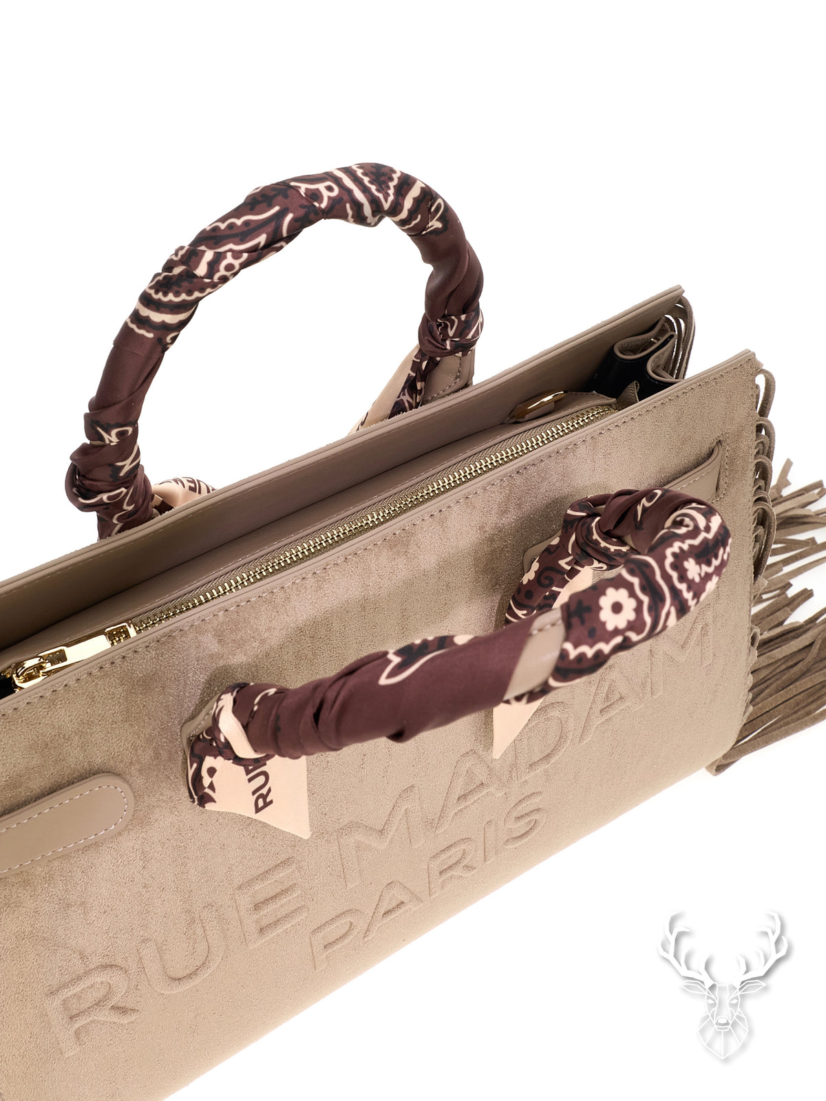 Canyon Tote Fringes Suede Grey Rue Madam Paris