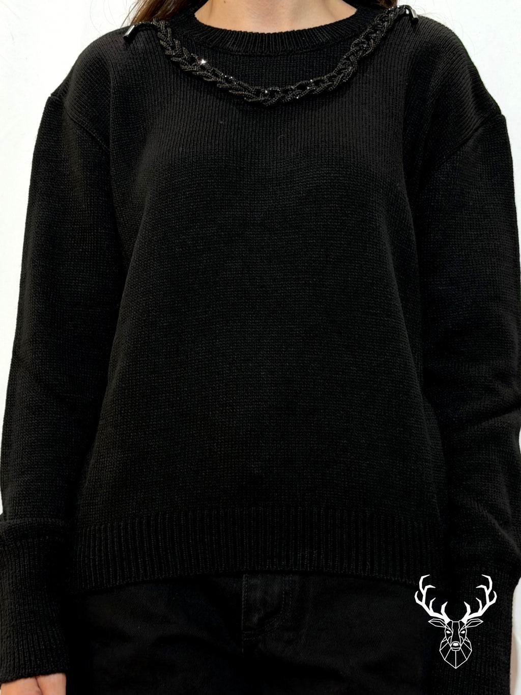 Maglione Collana Gioiello Nero Odi Et Amo