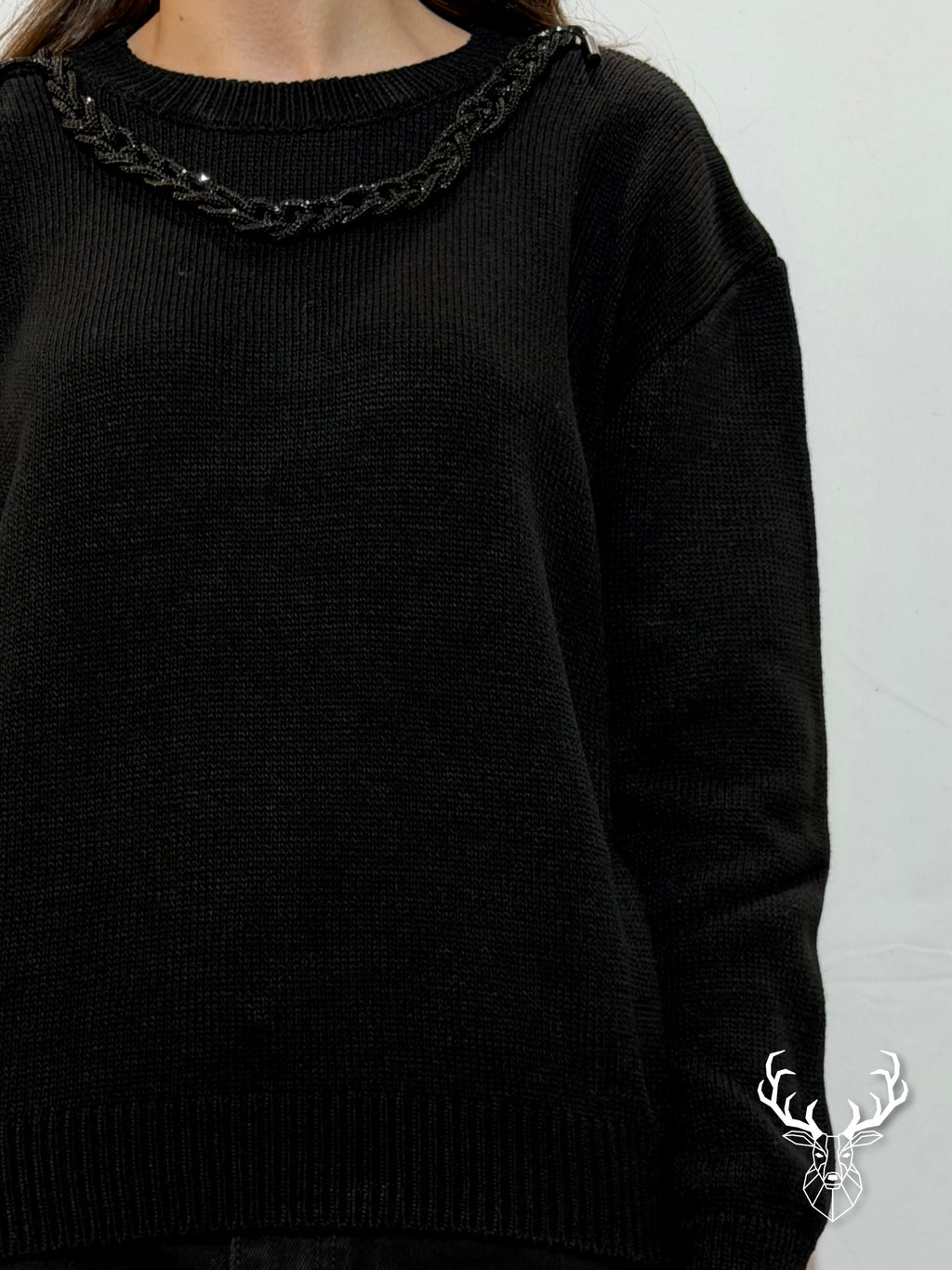 Maglione Collana Gioiello Nero Odi Et Amo