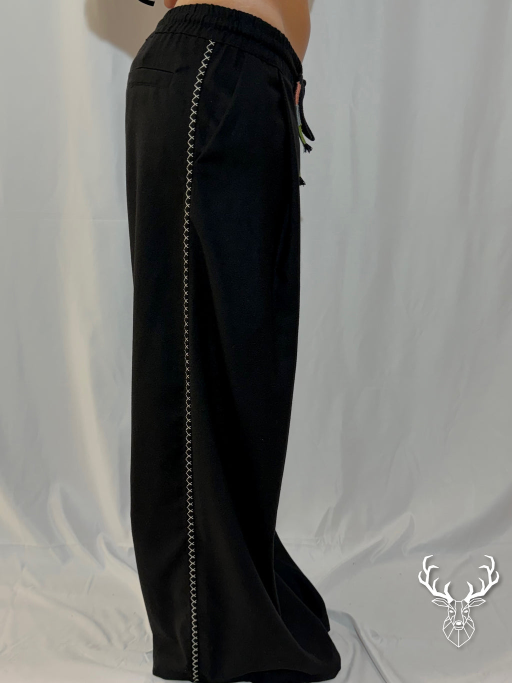 Pantalone Nero Punto a Croce Front Street