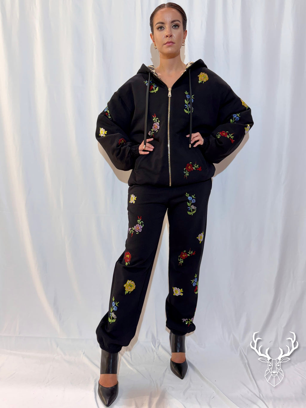 Pantalone Tuta Nero Strass 5Progress