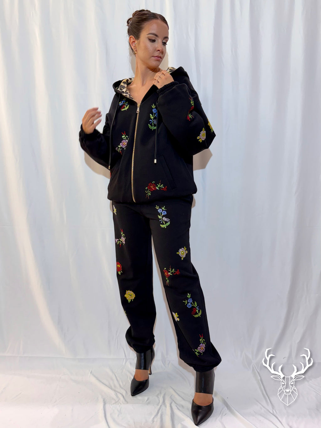 Pantalone Tuta Nero Strass 5Progress