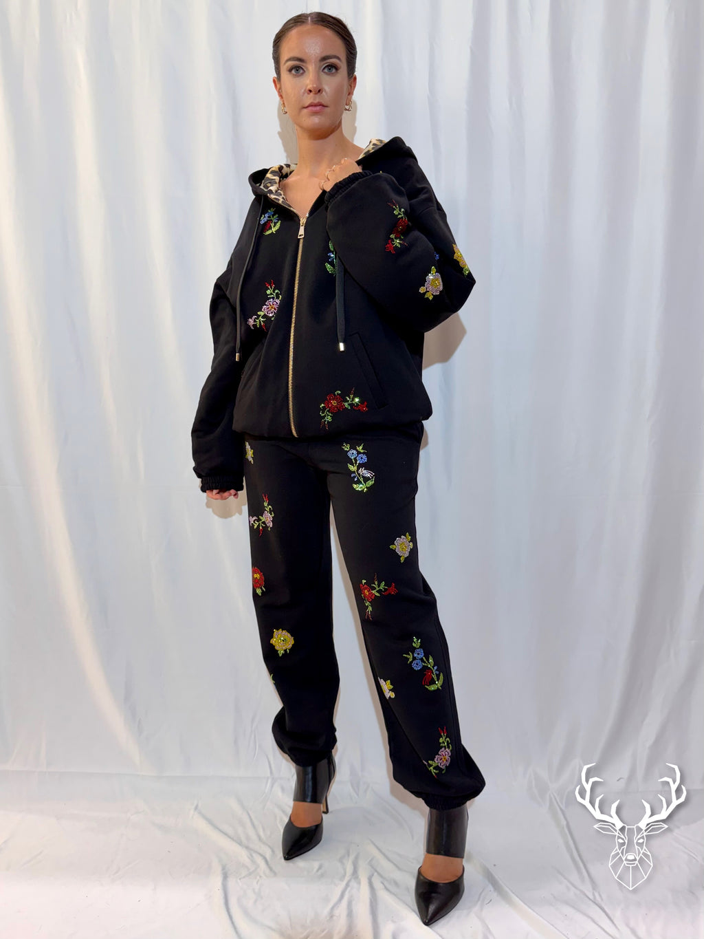 Pantalone Tuta Nero Strass 5Progress