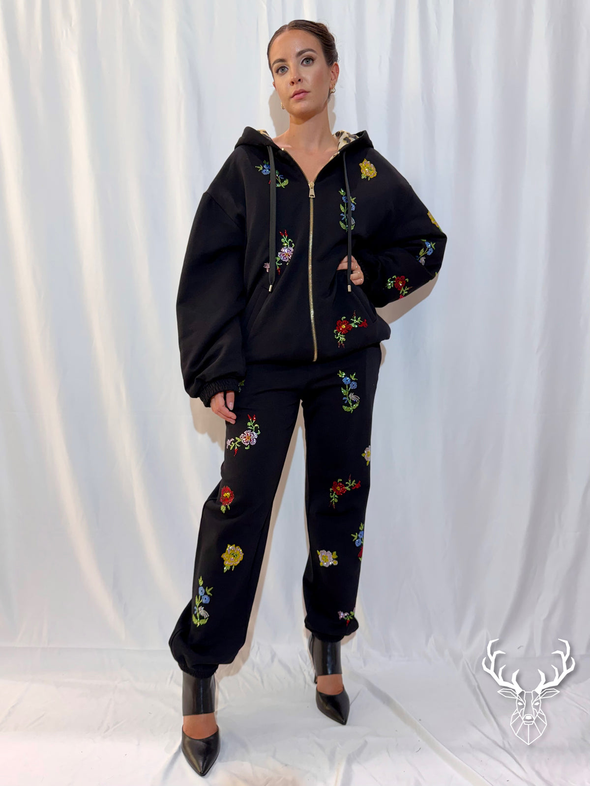 Pantalone Tuta Nero Strass 5Progress