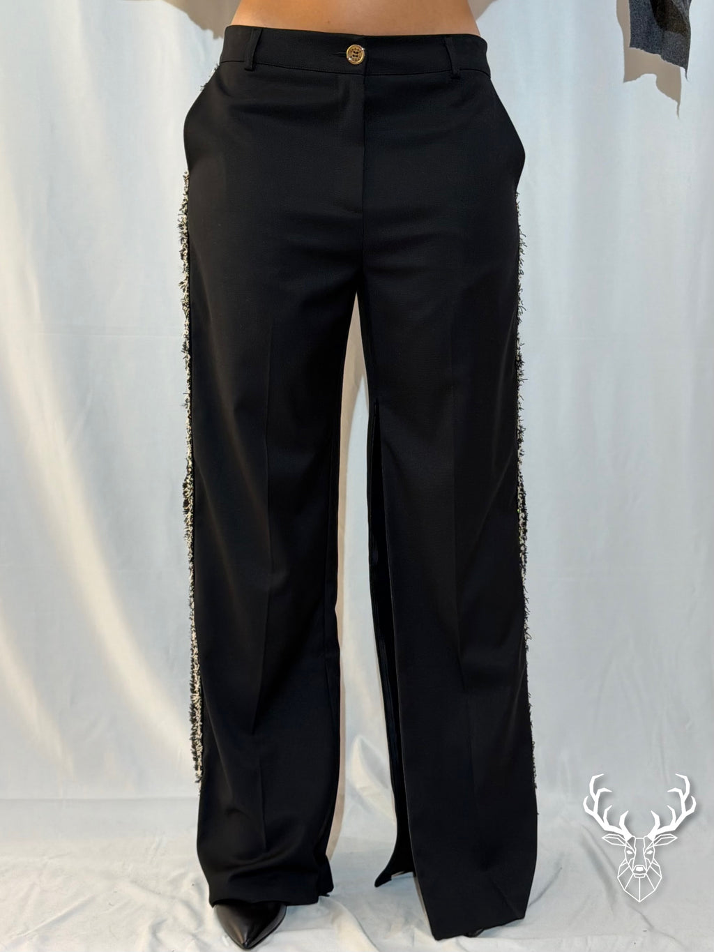 Pantalone Tweed Nero 5Progress
