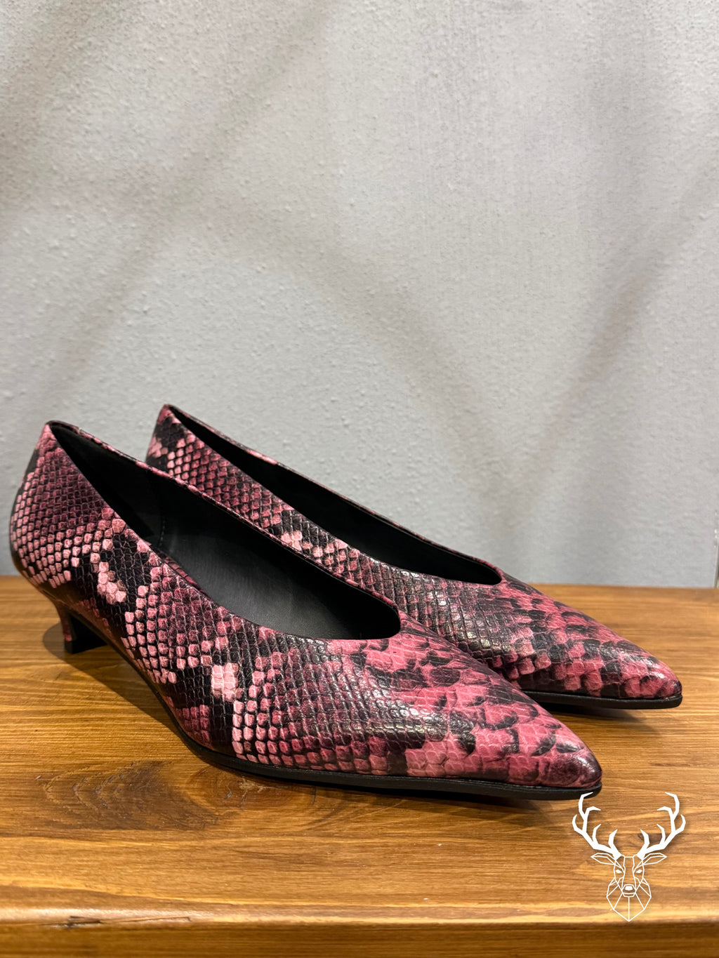 Décolleté in Pelle Stampa Pitone Bordeaux Ovyé