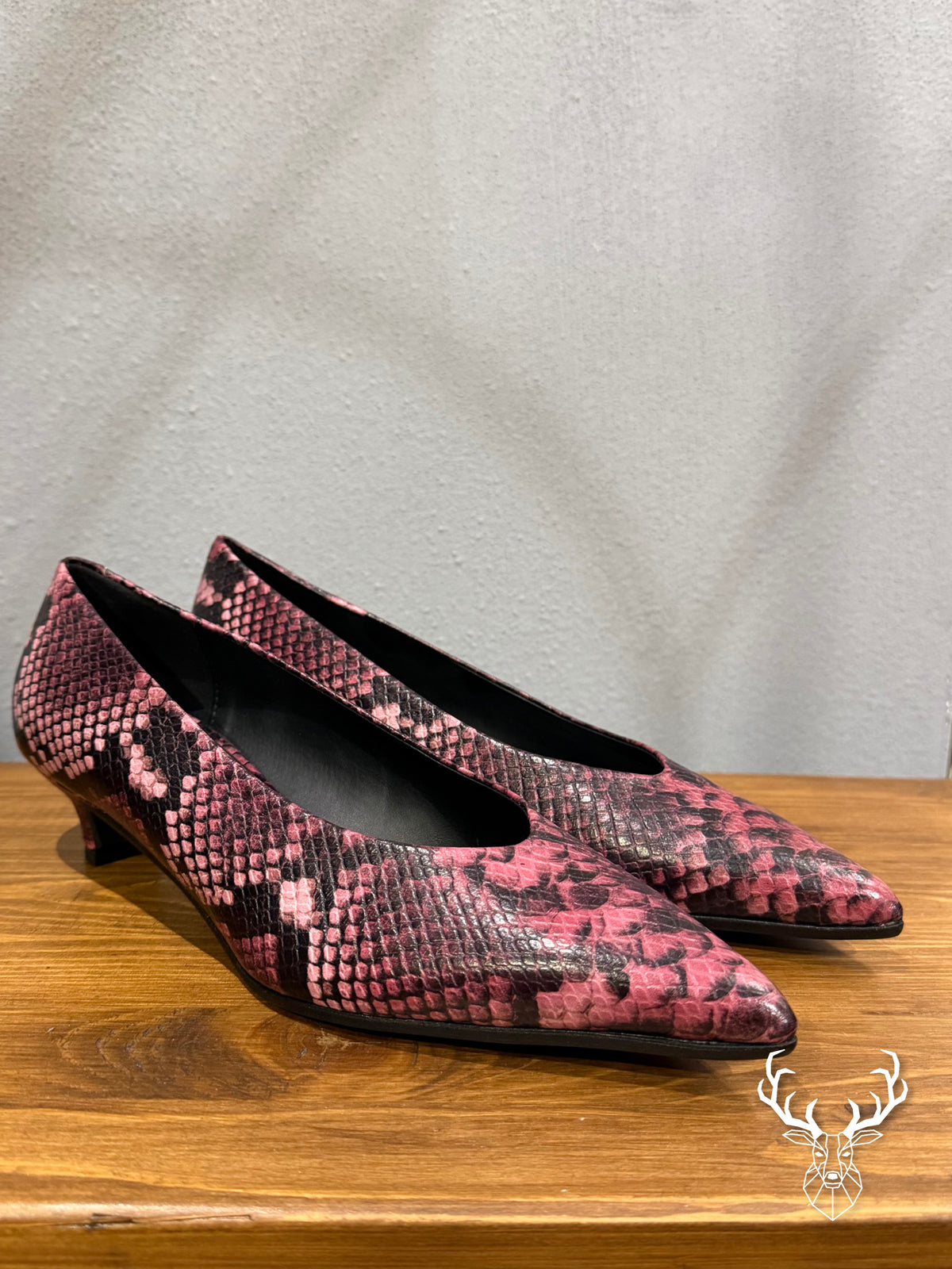 Décolleté in Pelle Stampa Pitone Bordeaux Ovyé