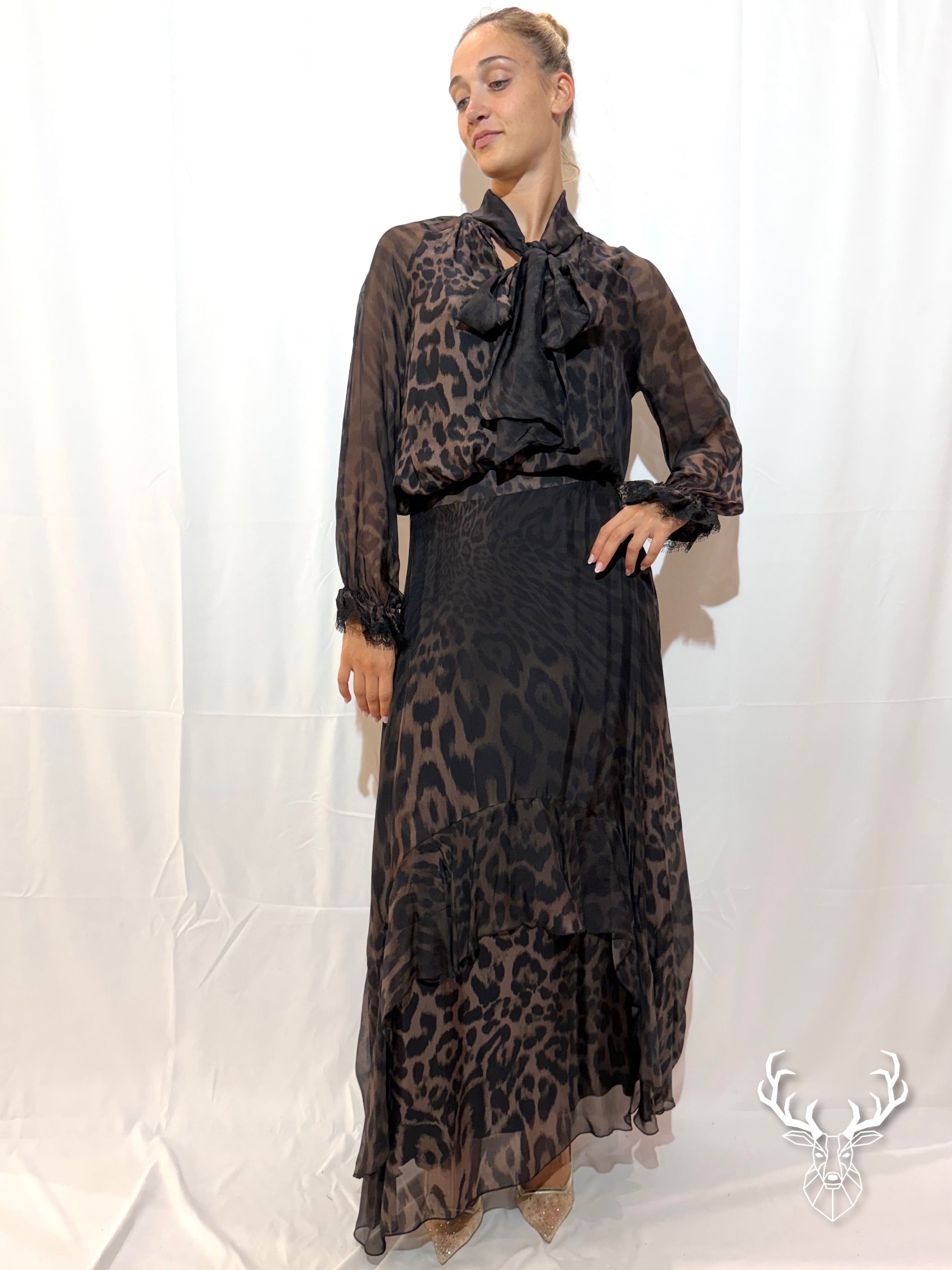 Camicia Stampa Macula Con Pizzo Pink Memories