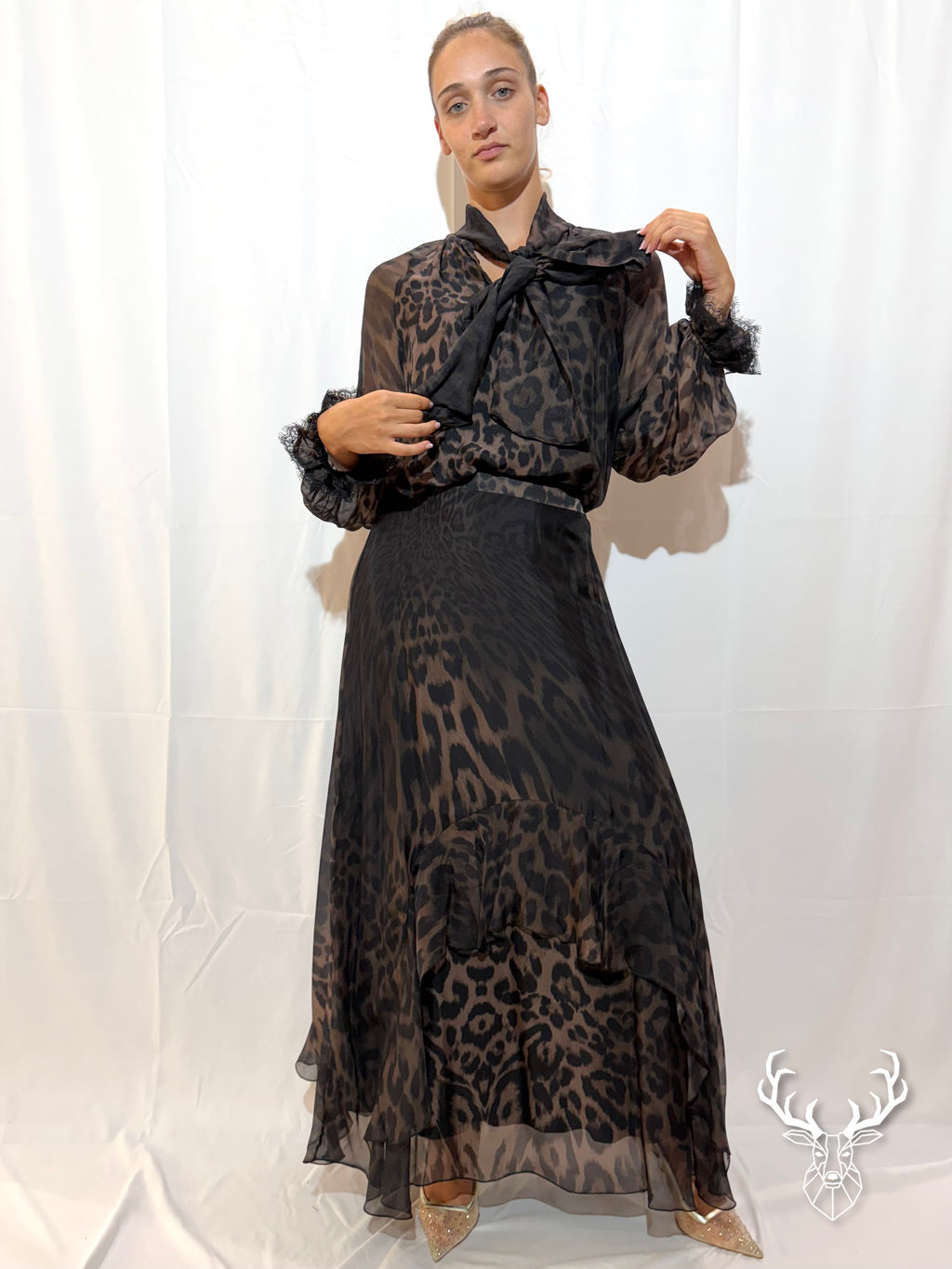 Camicia Stampa Macula Con Pizzo Pink Memories
