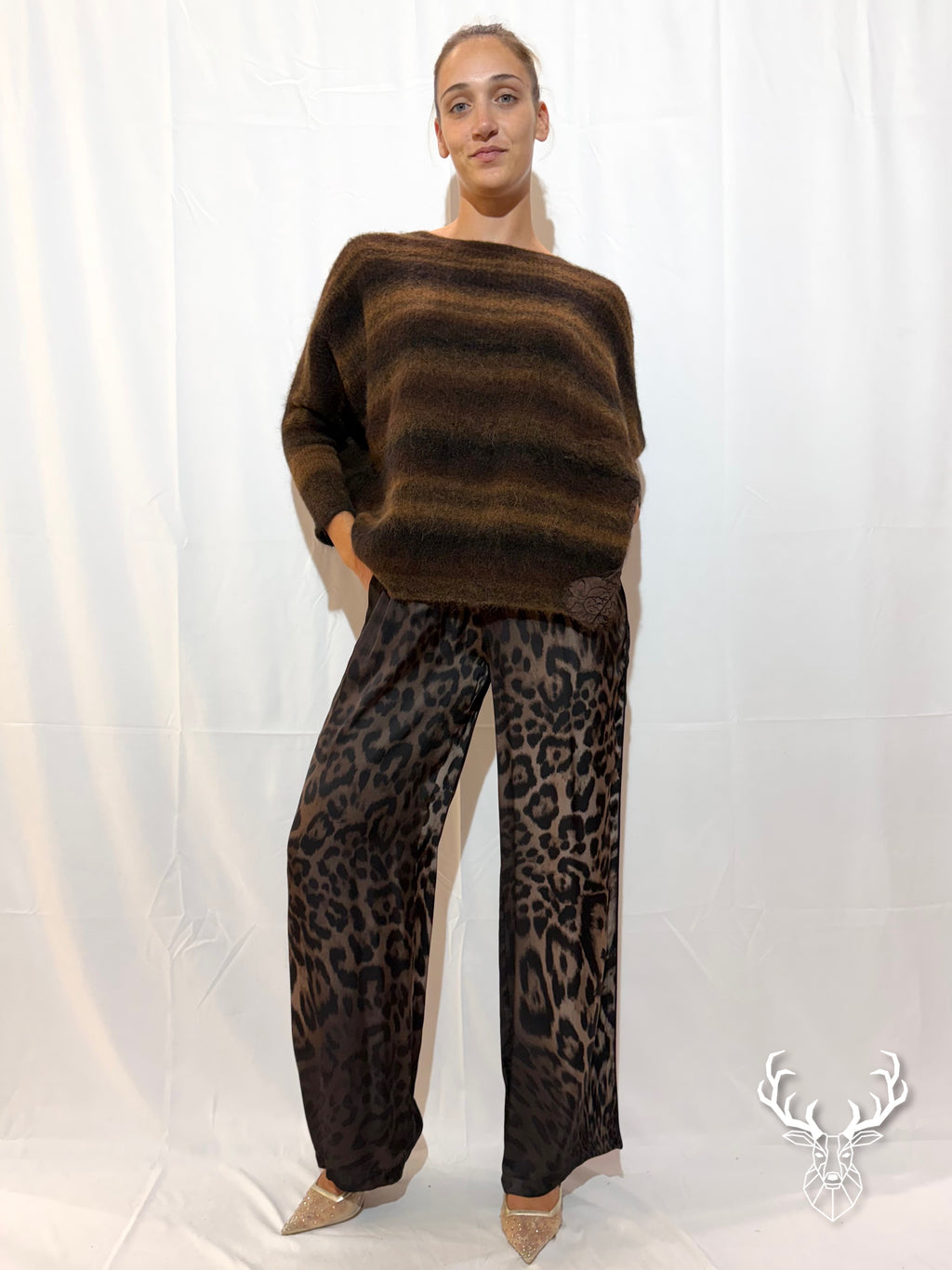 Maglia Kimono Righe Marroni Pink Memories