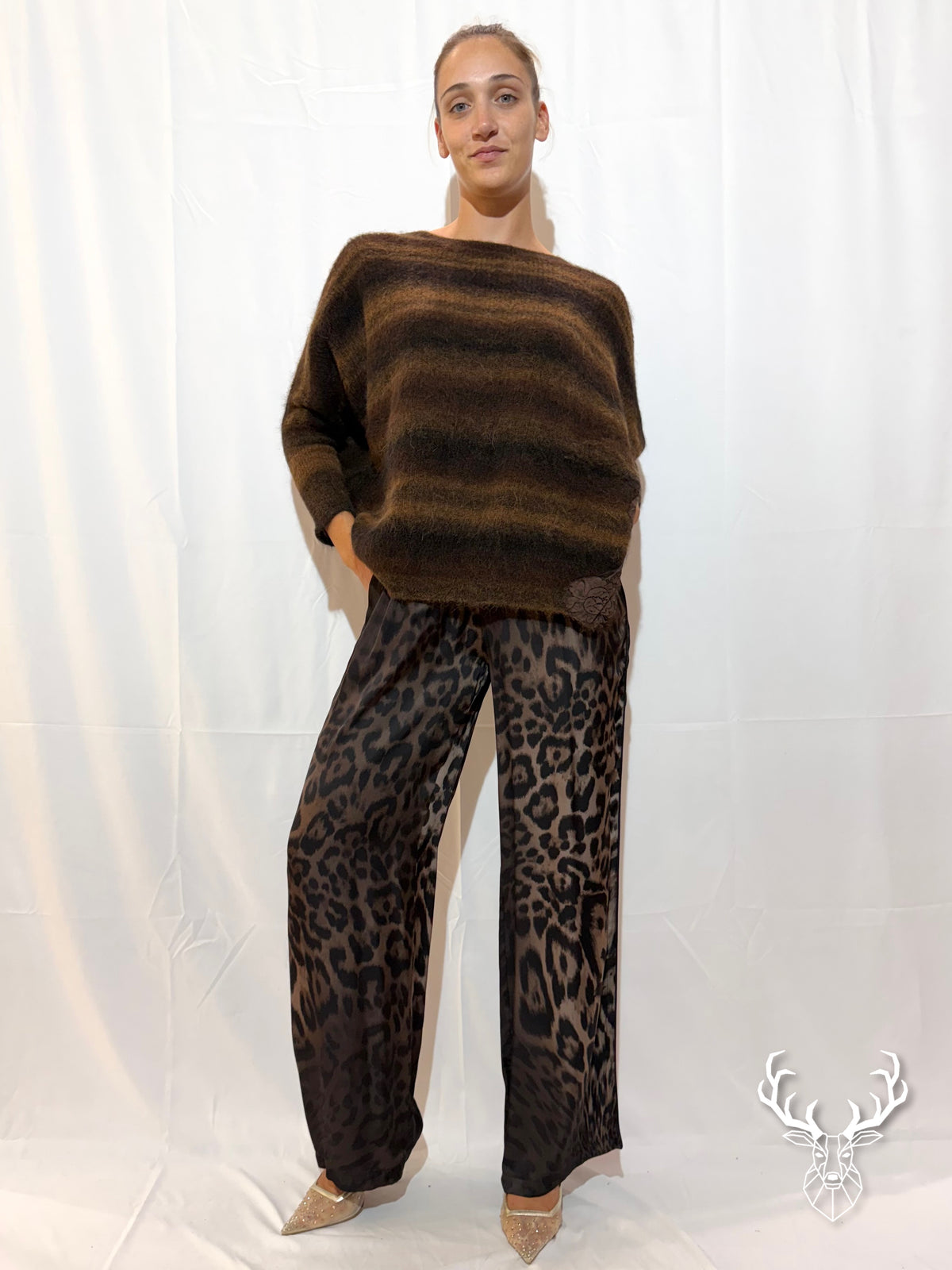 Maglia Kimono Righe Marroni Pink Memories