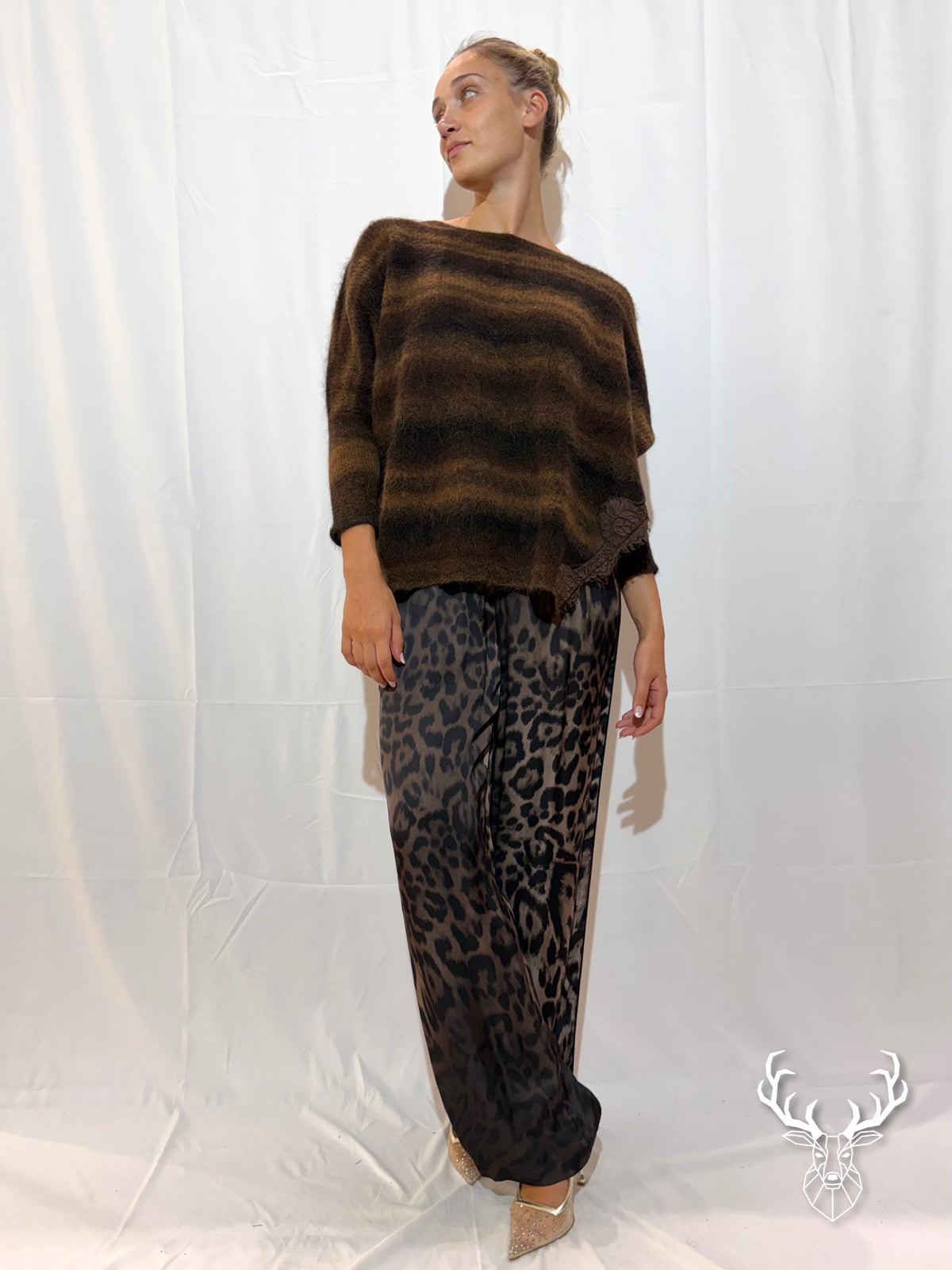 Maglia Kimono Righe Marroni Pink Memories