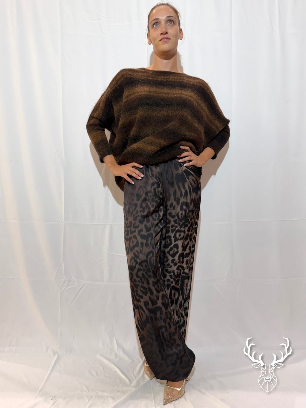 Maglia Kimono Righe Marroni Pink Memories