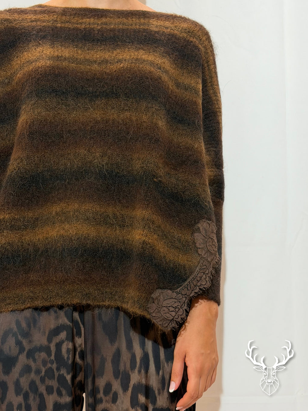 Maglia Kimono Righe Marroni Pink Memories