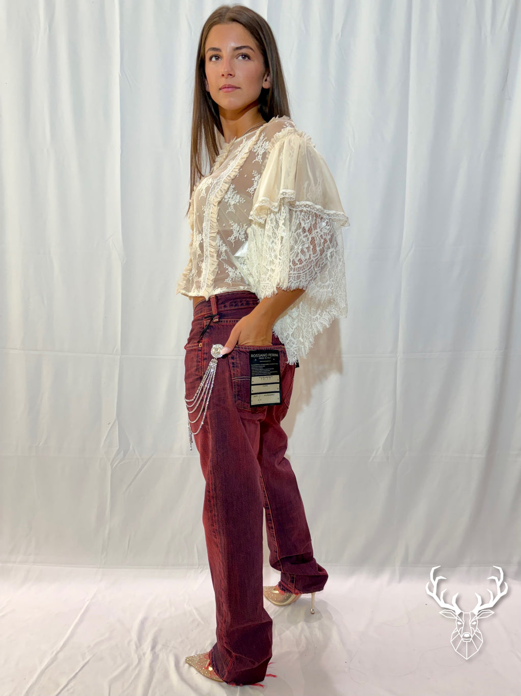 Ultraboy Vintage Denim Sovratinto Rosso Con Spilla