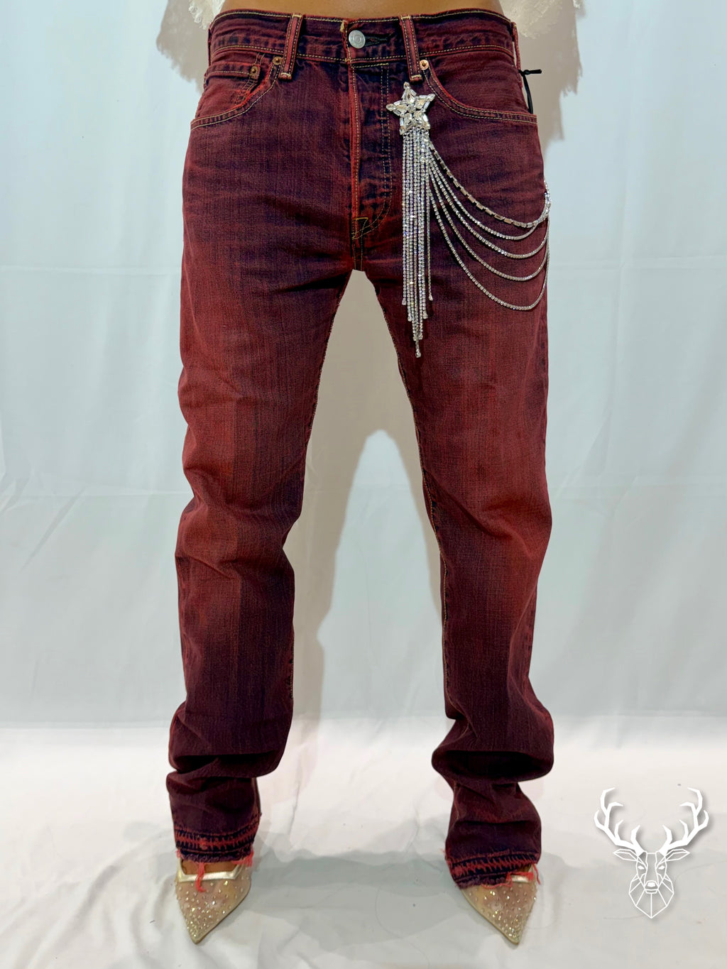 Ultraboy Vintage Denim Sovratinto Rosso Con Spilla