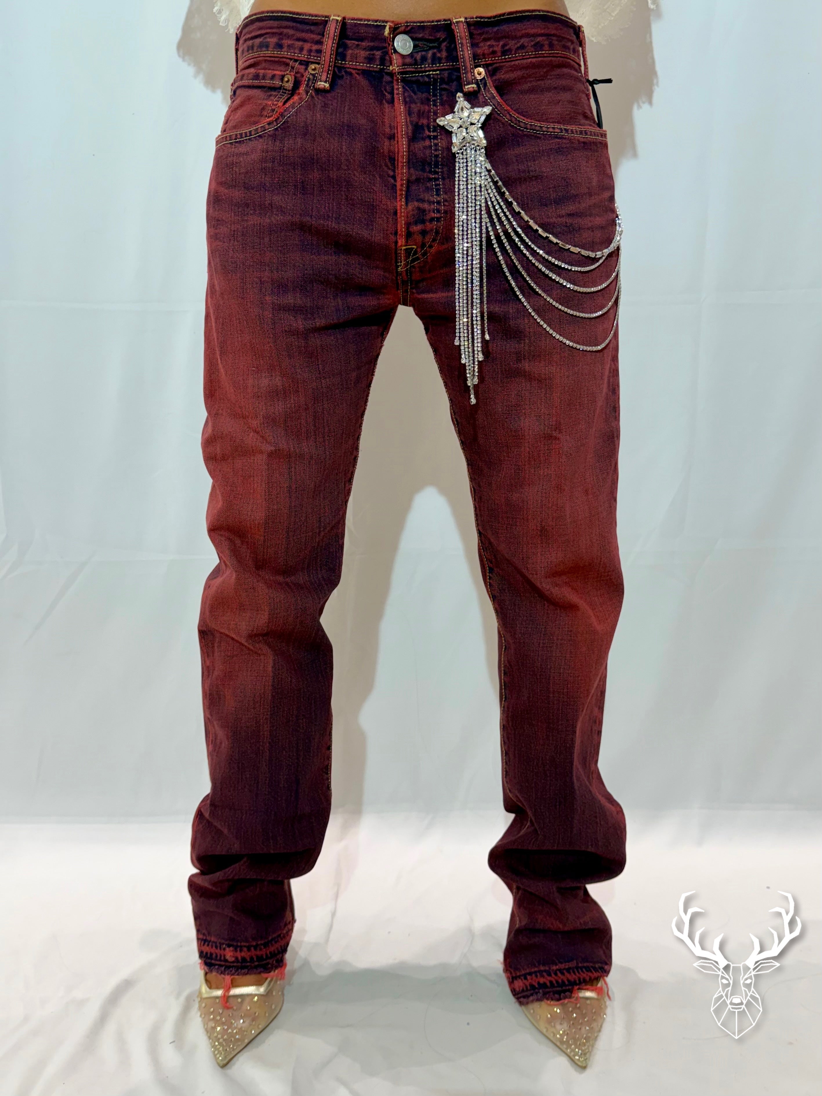 Ultraboy Vintage Denim Sovratinto Rosso Con Spilla