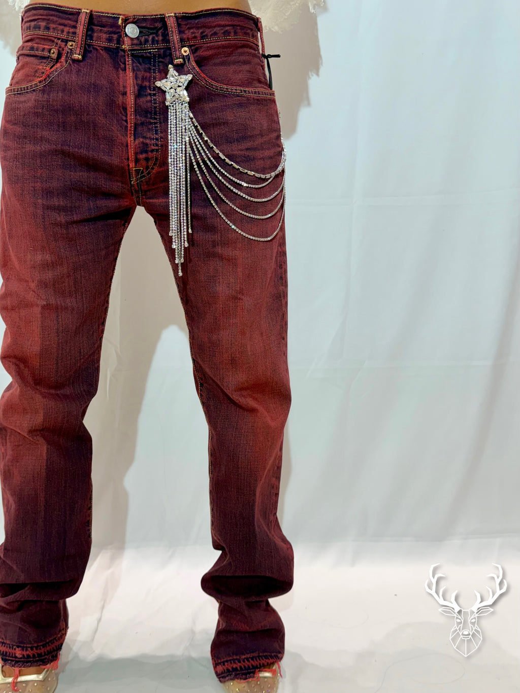 Ultraboy Vintage Denim Sovratinto Rosso Con Spilla