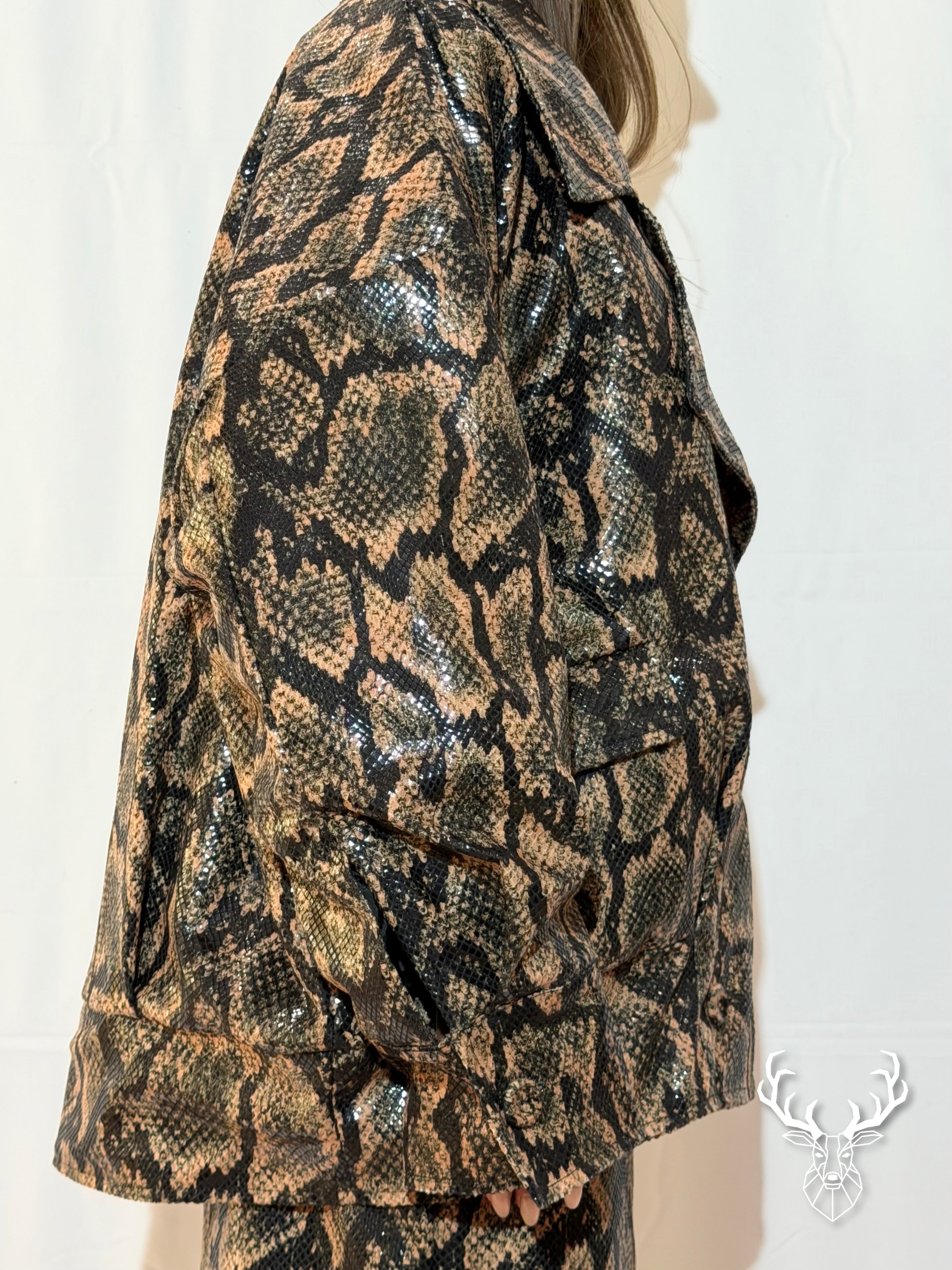 Giubbotto Stampa Pitone Beige Pink Memories