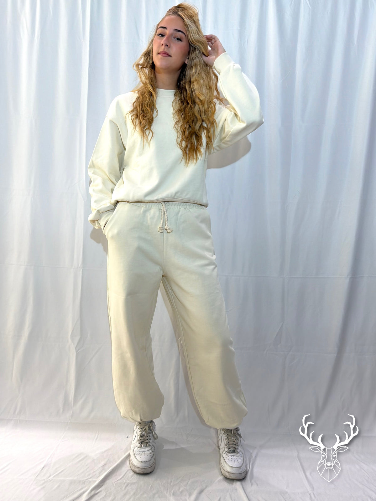 Pantalone Logo Avorio Disclaimer