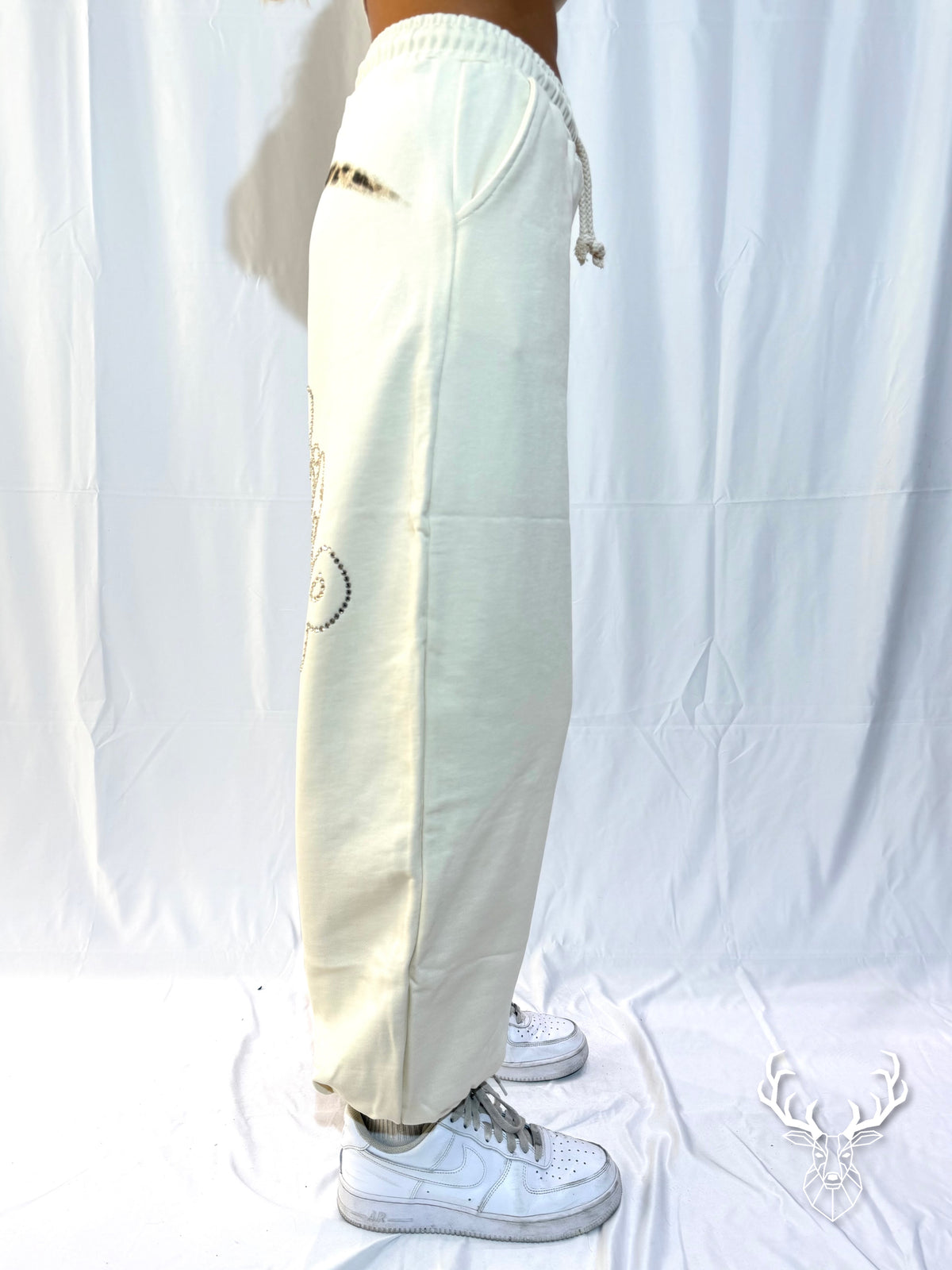 Pantalone Logo Avorio Disclaimer