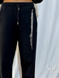 Pantalone Tuta Nero Cordino Strass Disclaimer