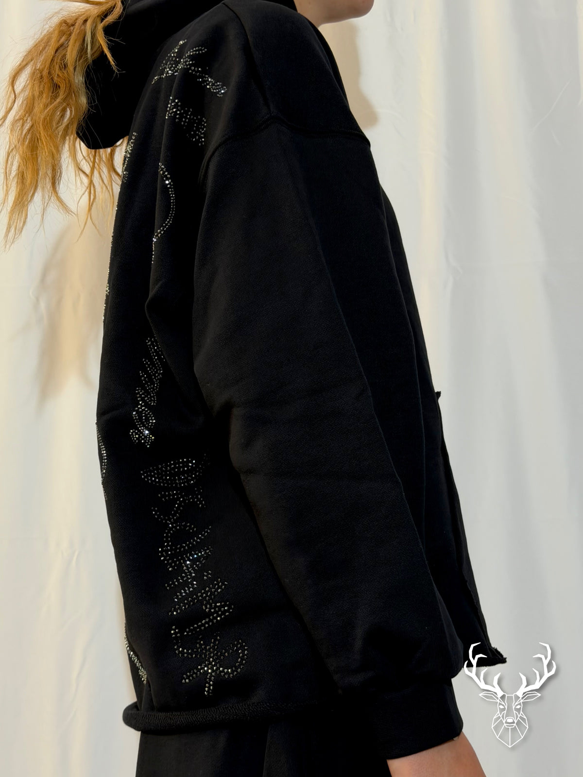 Felpa Cappuccio Loghi Strass Disclaimer