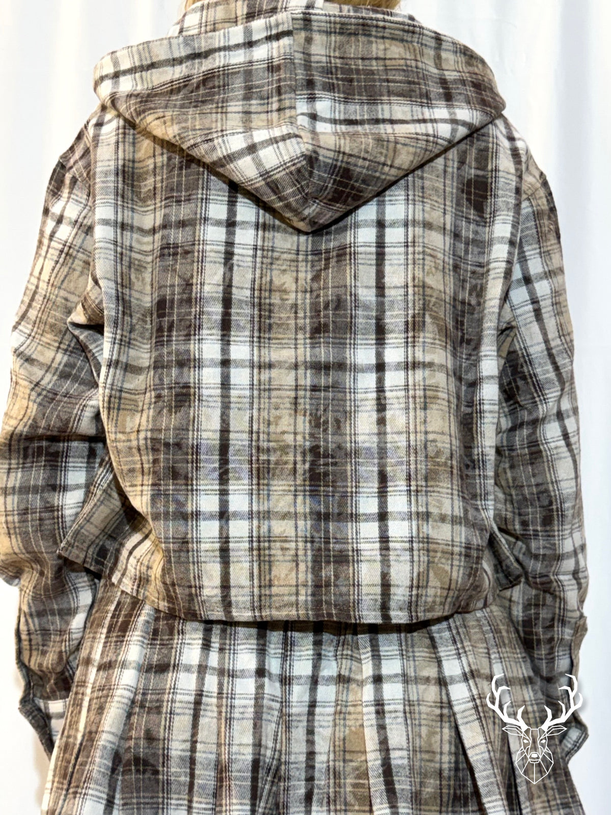 Camicia Cappuccio Flanella Tartan Beige Disclaimer