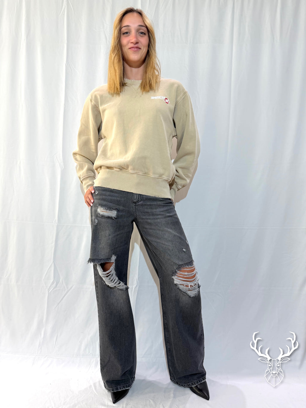 Felpa Girocollo Beige Looney Tunes Front Street