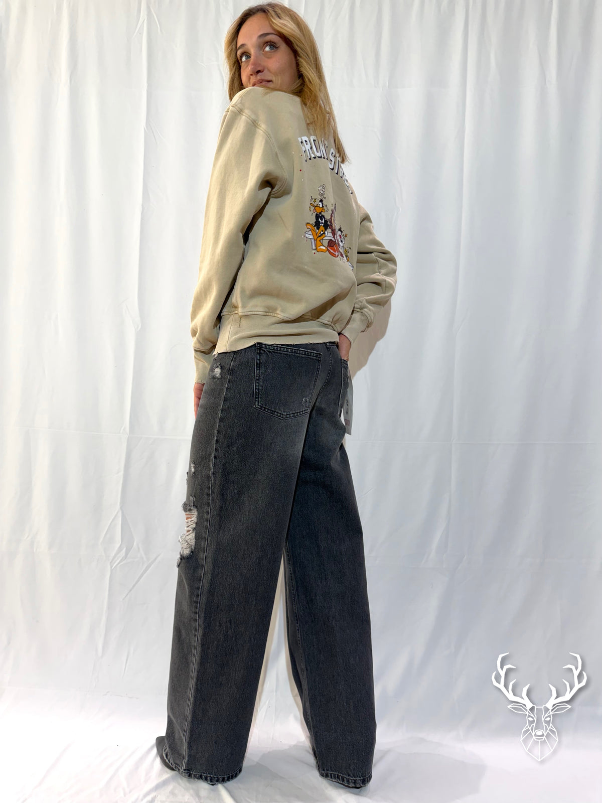 Felpa Girocollo Beige Looney Tunes Front Street