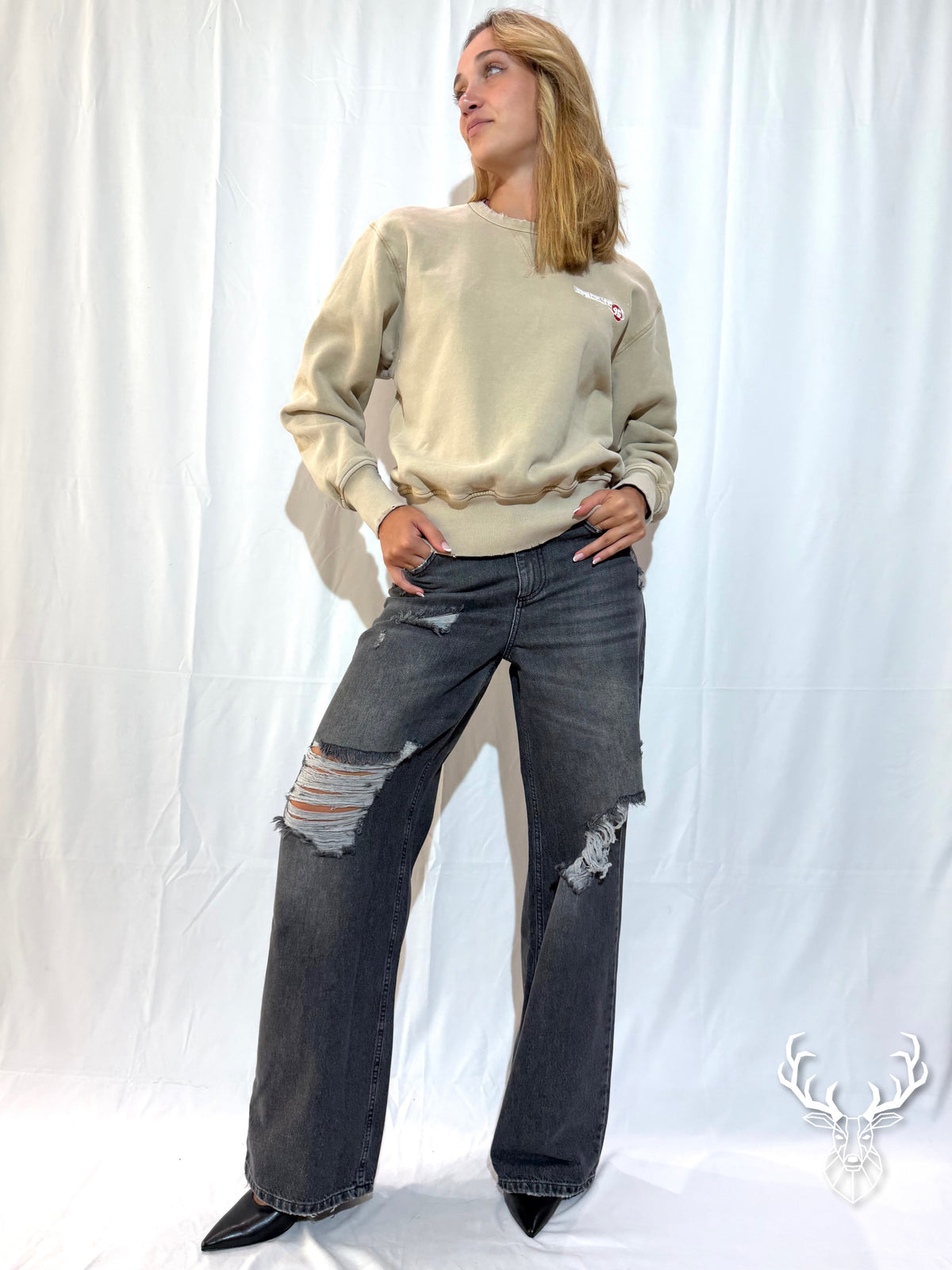 Felpa Girocollo Beige Looney Tunes Front Street