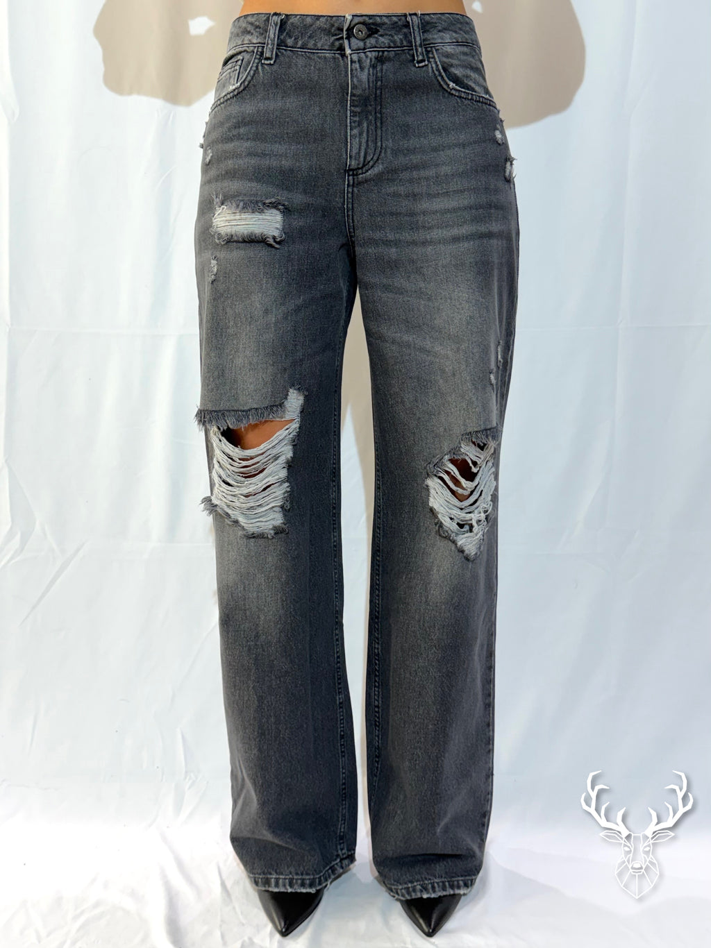 Jeans Luisa Antracite Strappi Kontatto