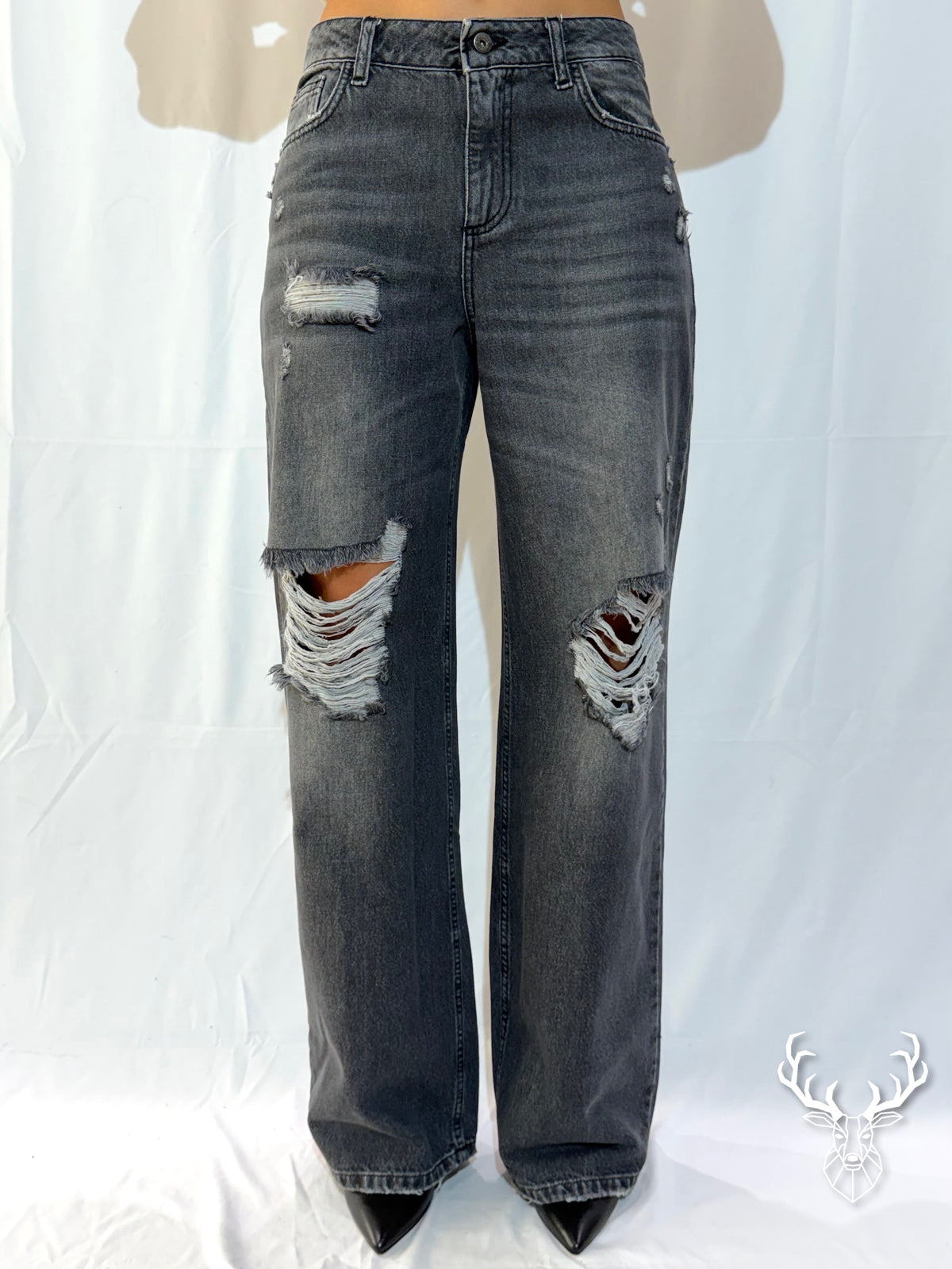 Jeans Luisa Antracite Strappi Kontatto