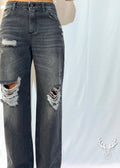 Jeans Luisa Antracite Strappi Kontatto