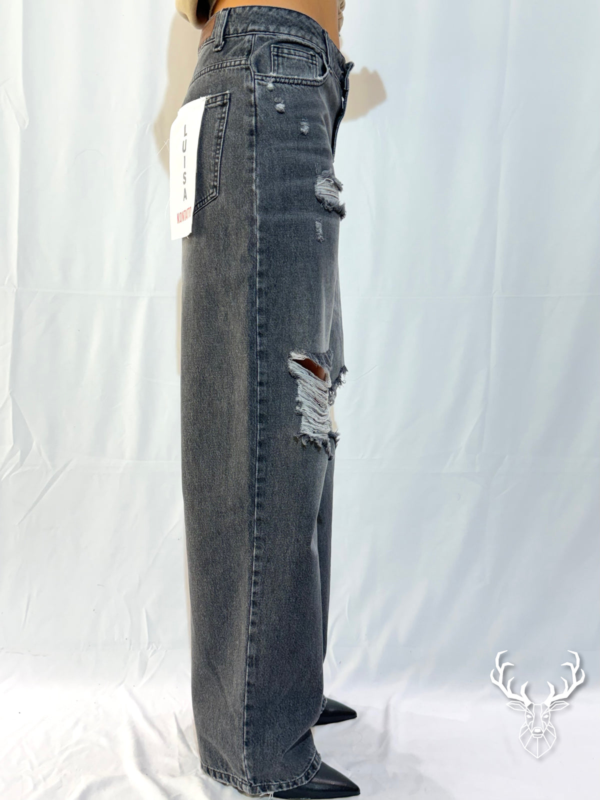 Jeans Luisa Antracite Strappi Kontatto