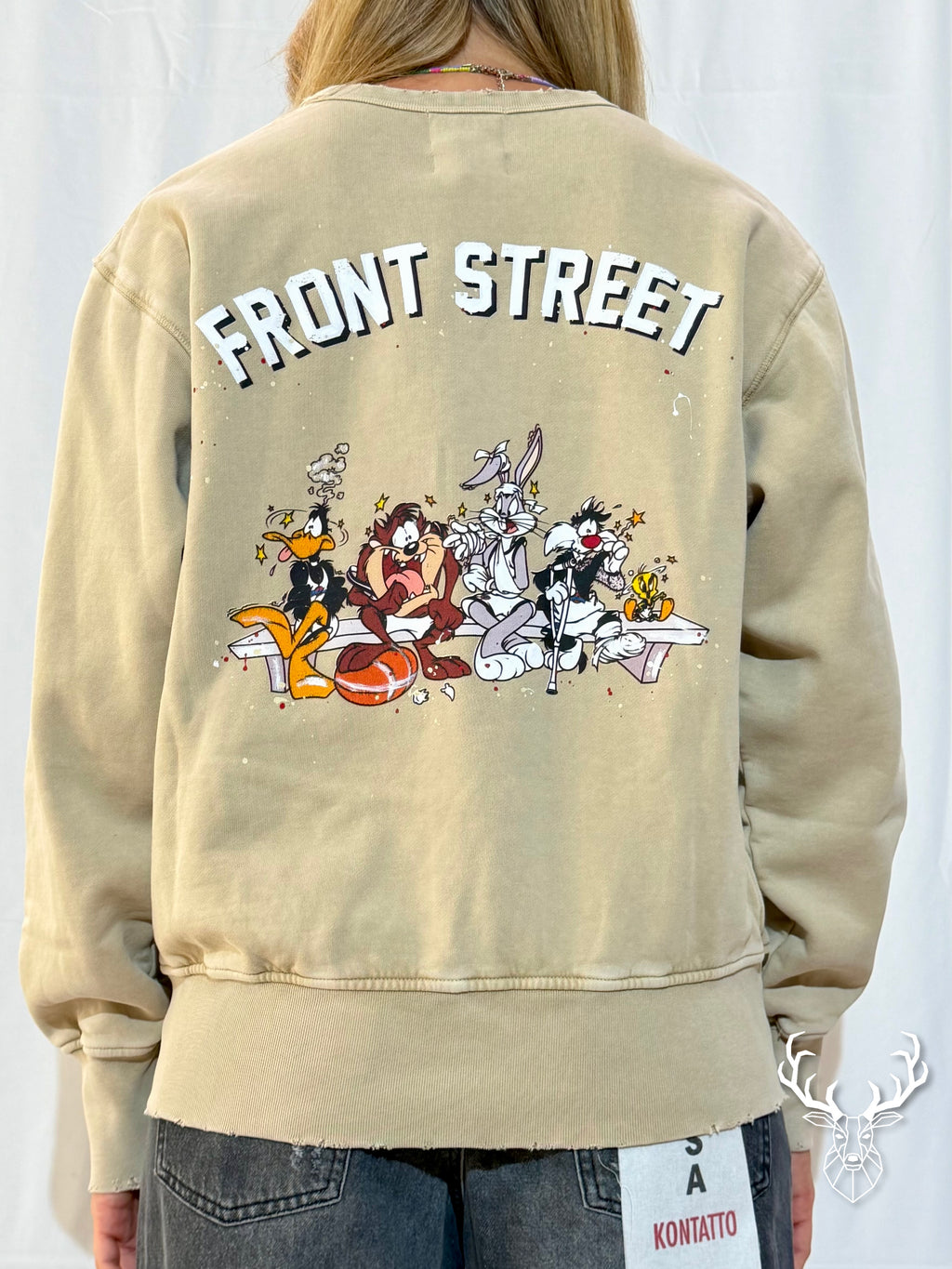 Felpa Girocollo Beige Looney Tunes Front Street