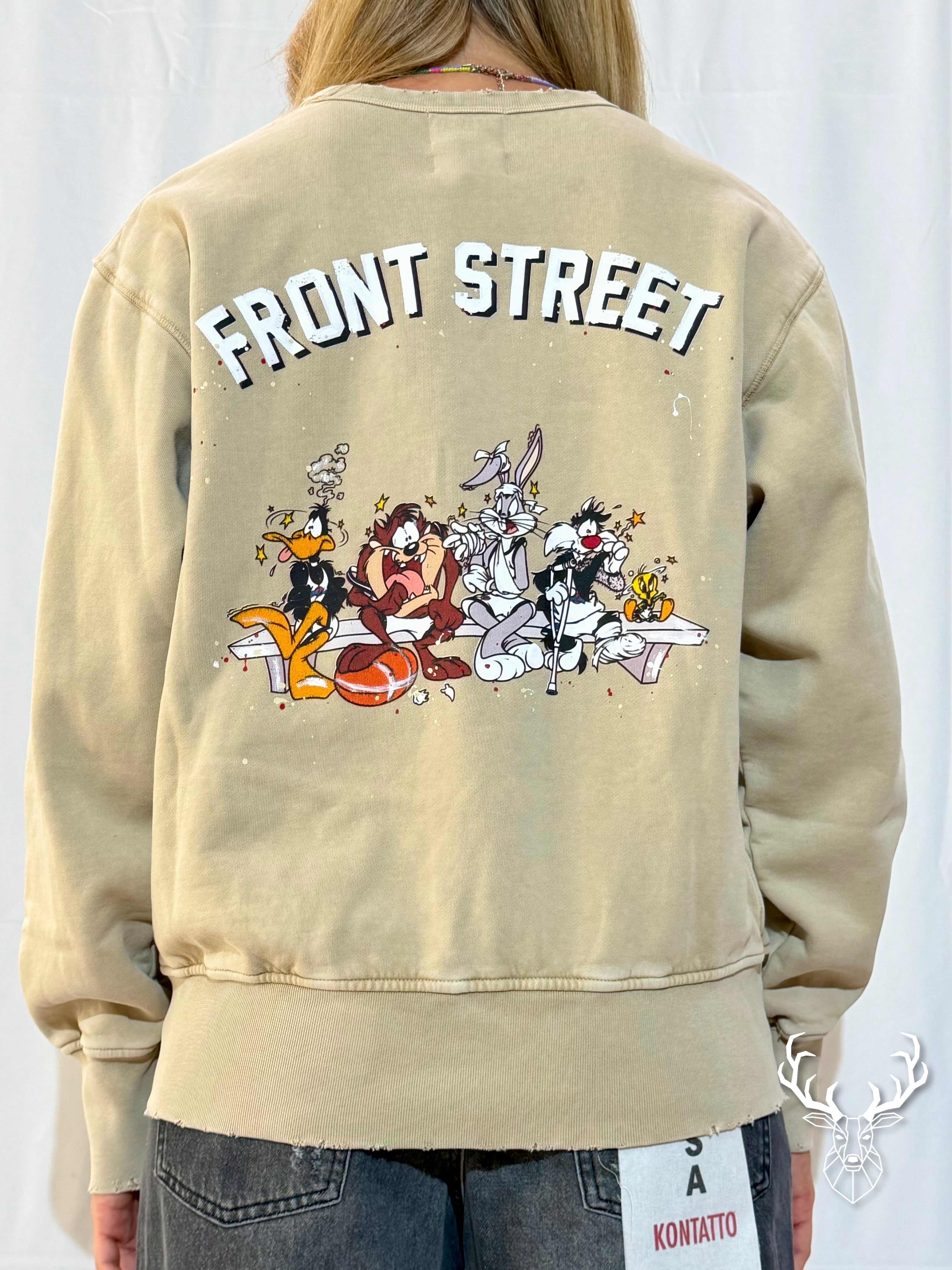 Felpa Girocollo Beige Looney Tunes Front Street
