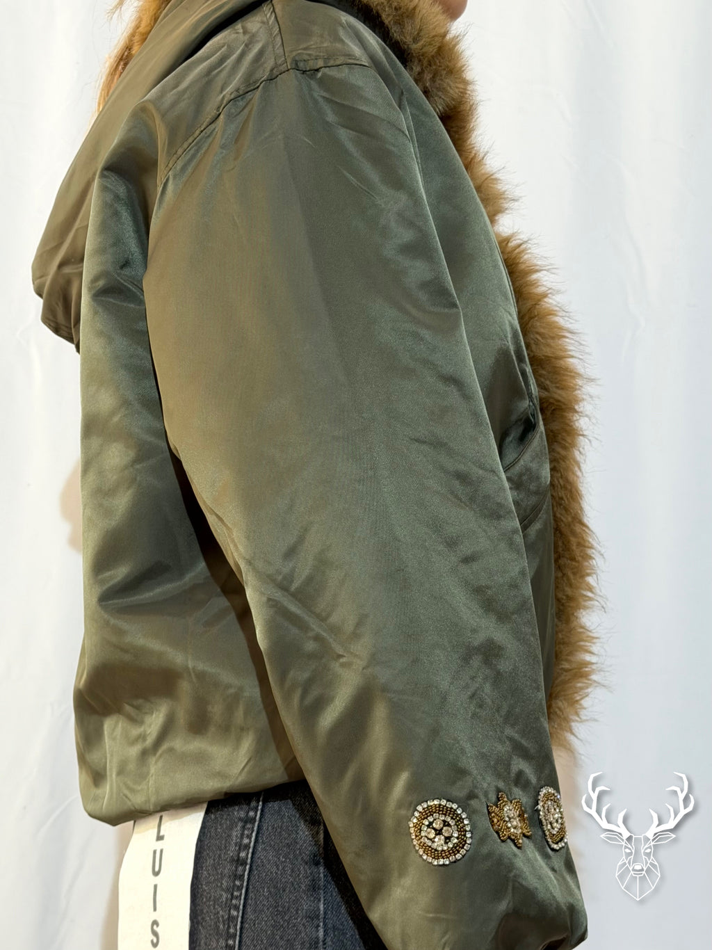 Bomber Verde Con Cappuccio in Eco-Fur Front Street