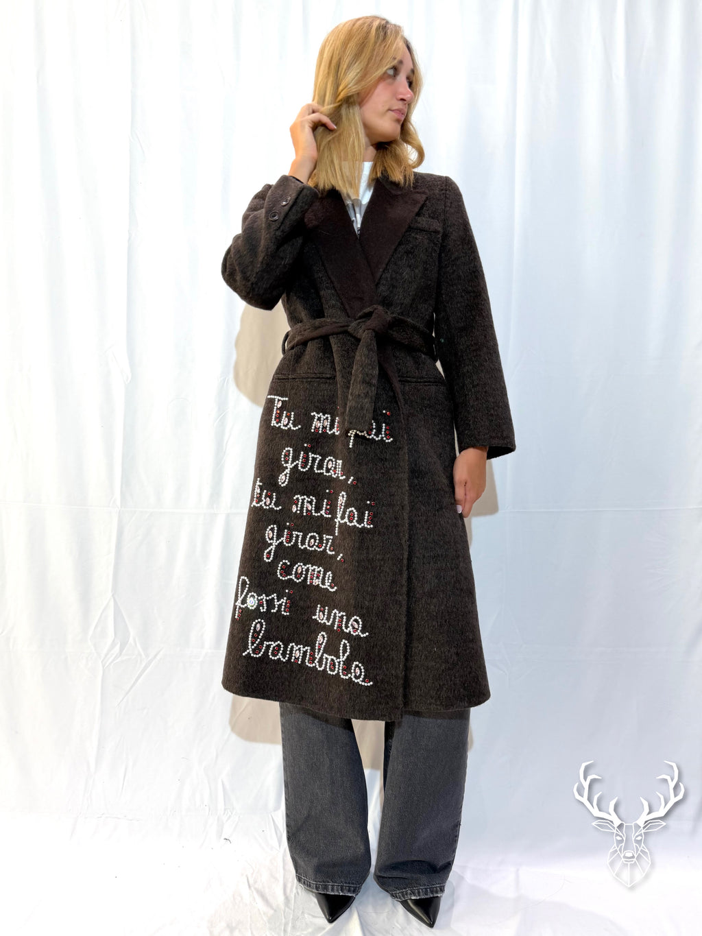 Cappotto Moro Scritta Perle Front Street