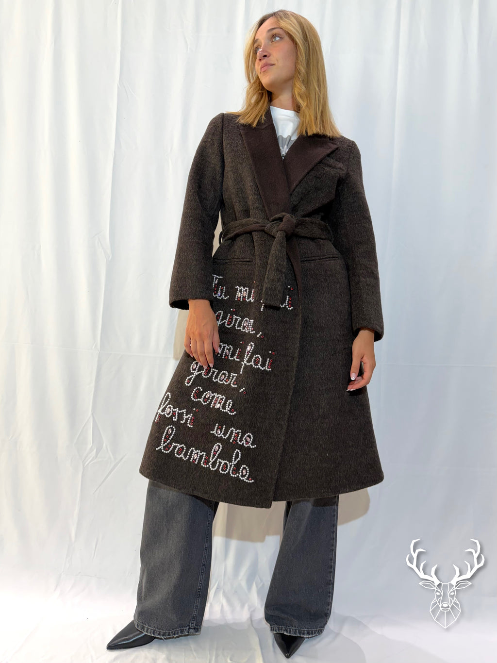 Cappotto Moro Scritta Perle Front Street