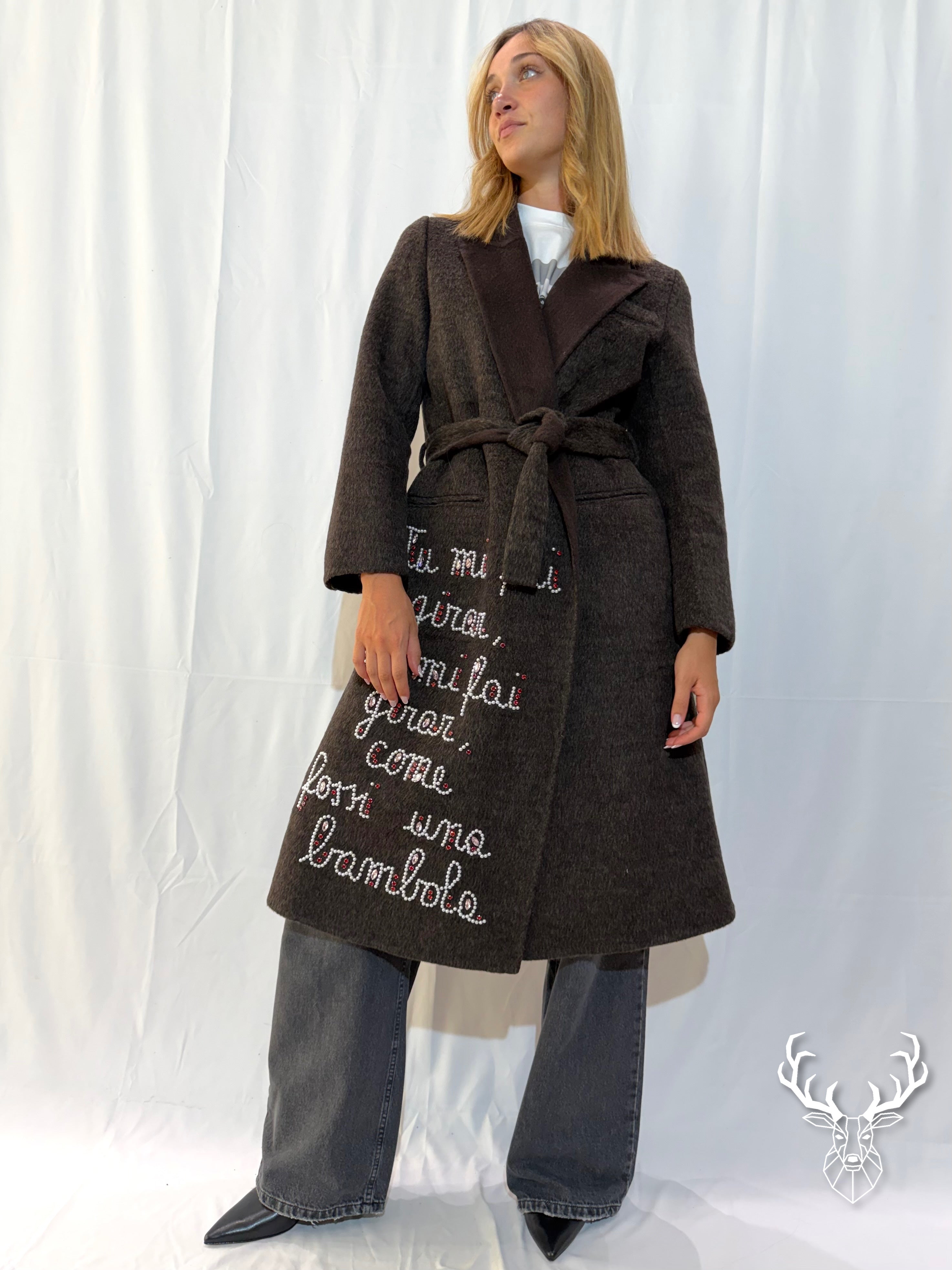 Cappotto Moro Scritta Perle Front Street