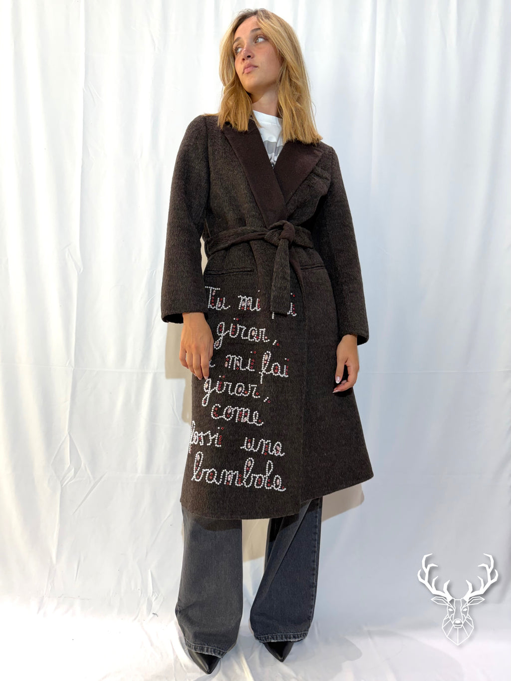 Cappotto Moro Scritta Perle Front Street