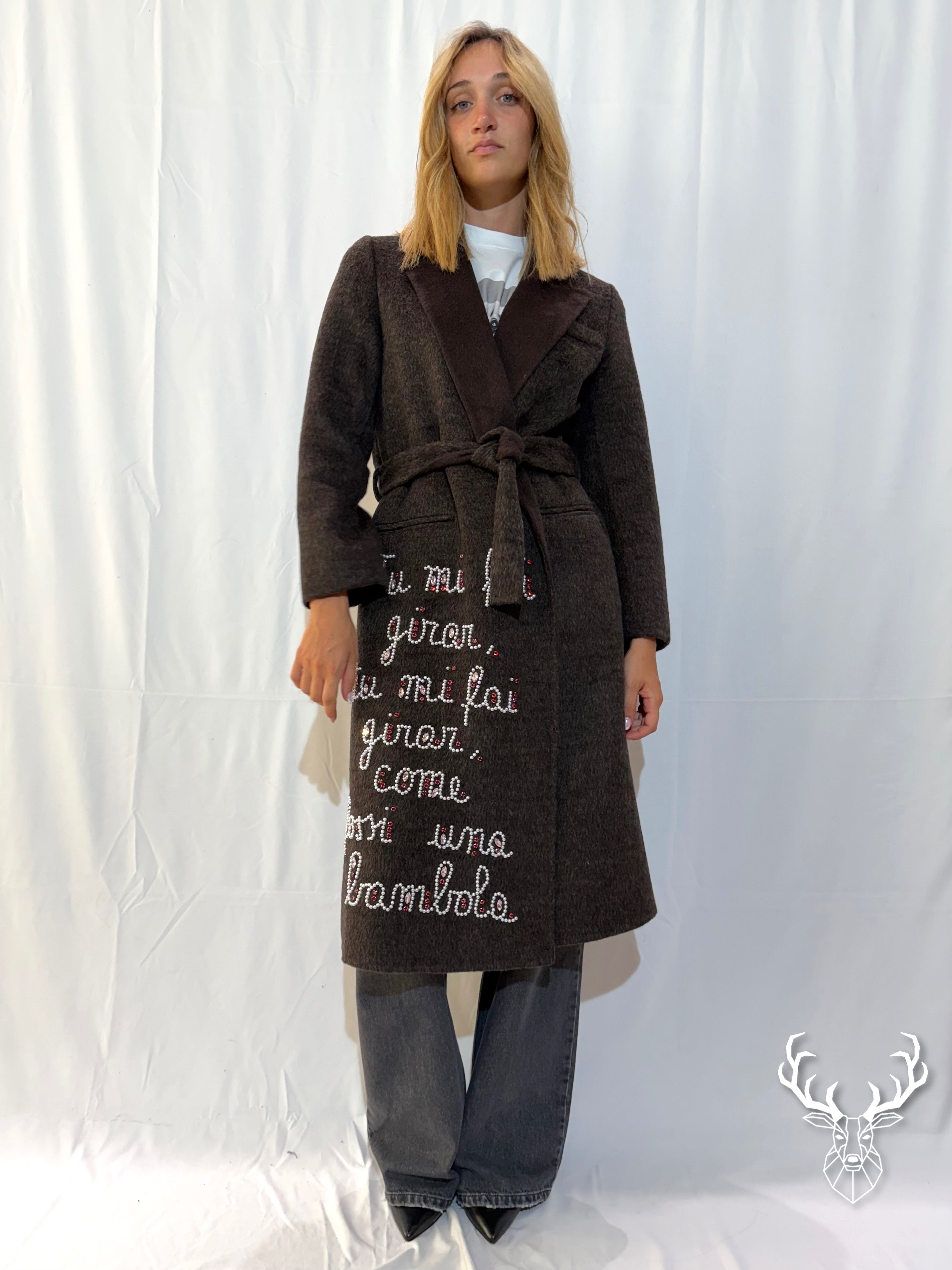 Cappotto Moro Scritta Perle Front Street