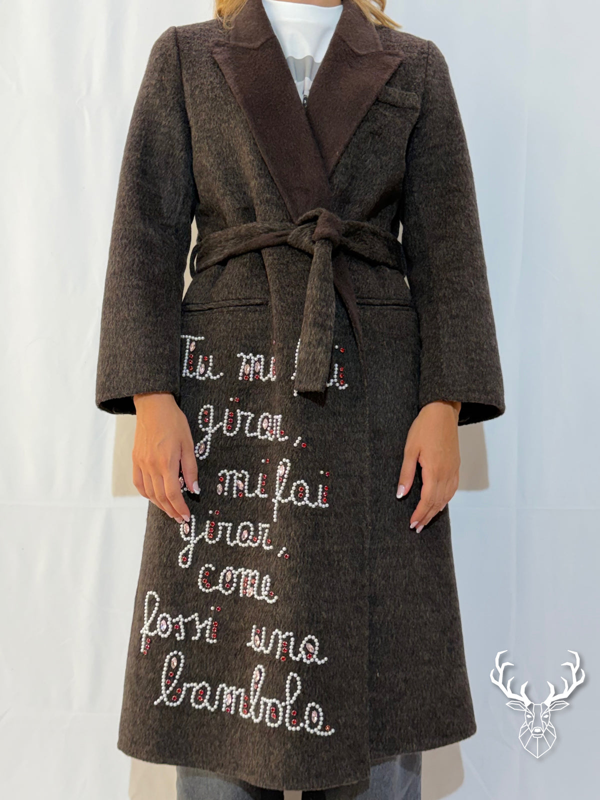 Cappotto Moro Scritta Perle Front Street