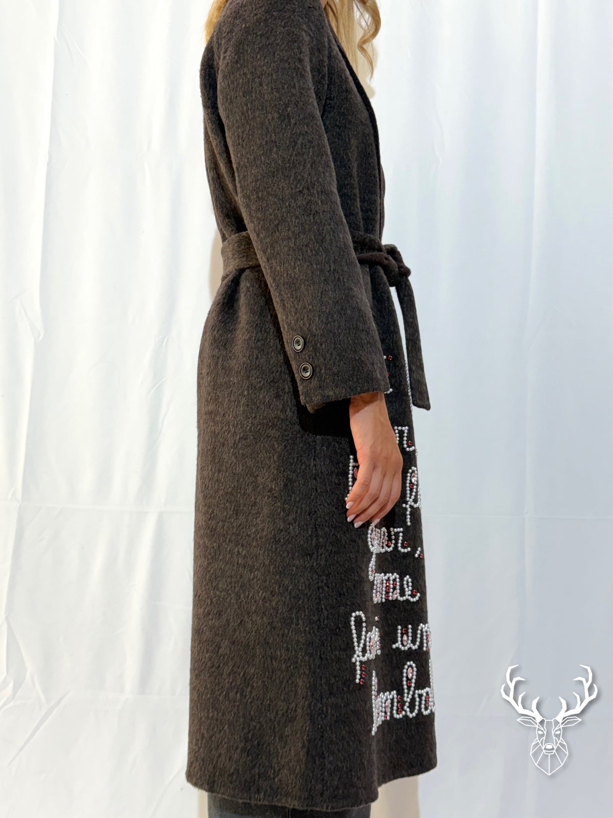 Cappotto Moro Scritta Perle Front Street