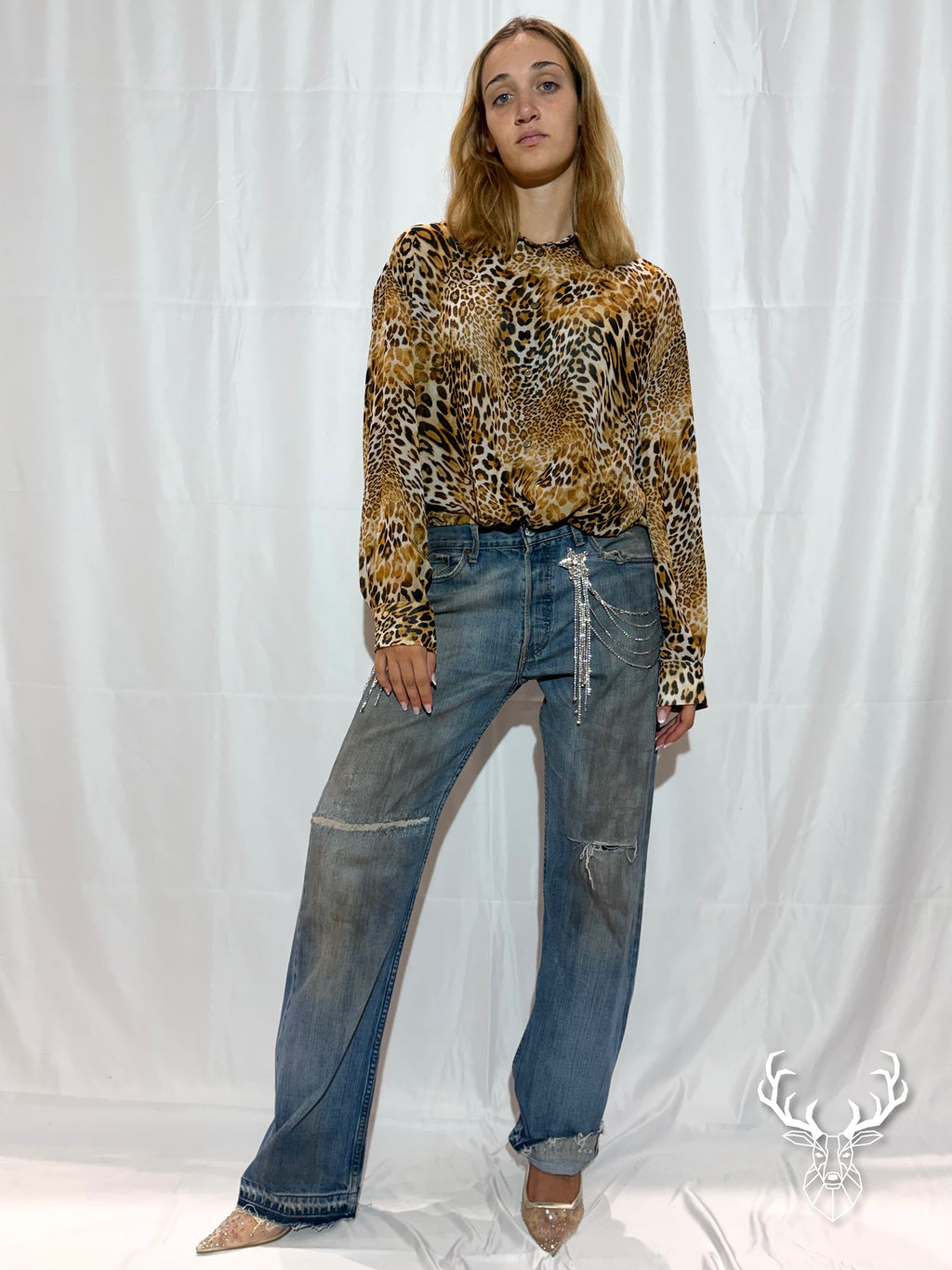 Camicia Leopard In Chiffon Di Seta Rossano Perini