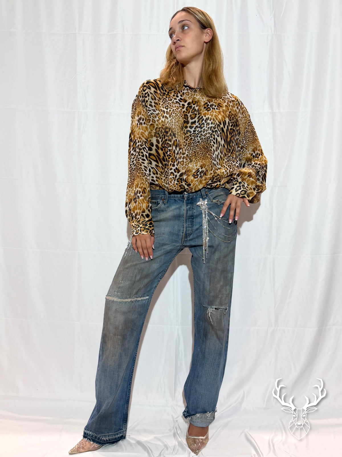 Camicia Leopard In Chiffon Di Seta Rossano Perini