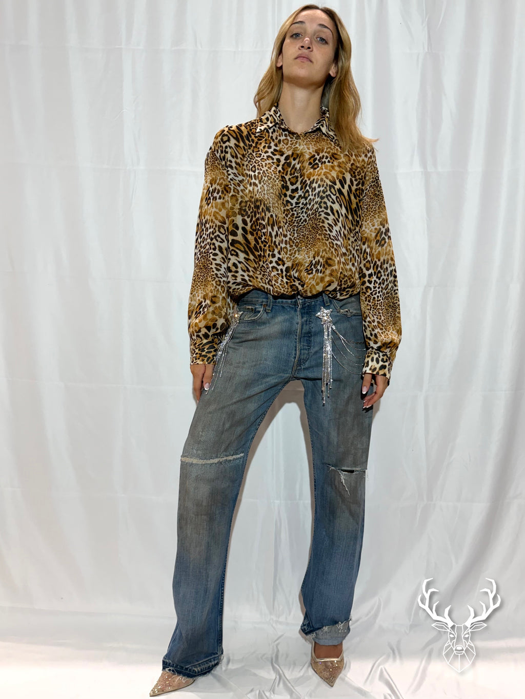 Camicia Leopard In Chiffon Di Seta Rossano Perini