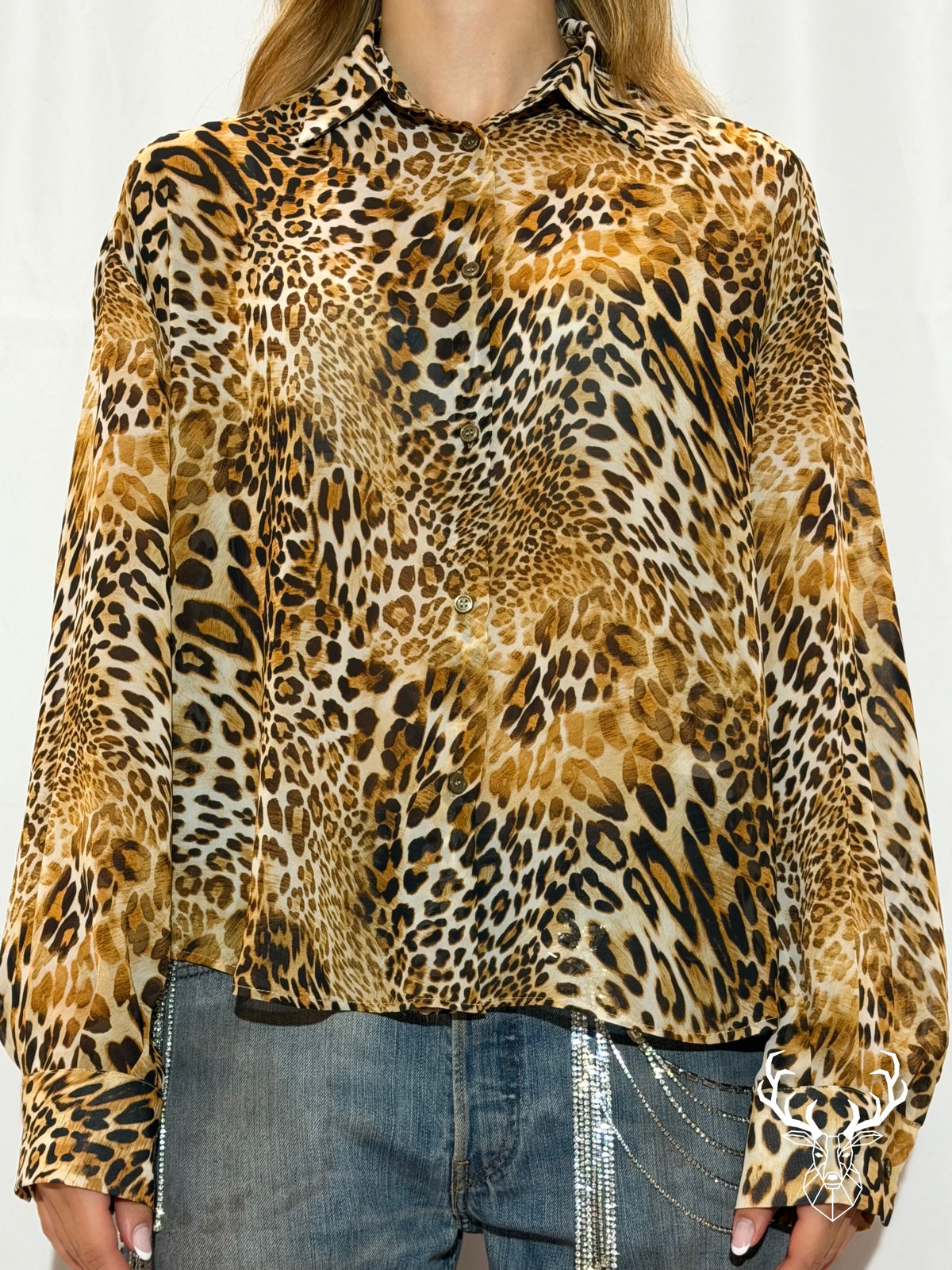 Camicia Leopard In Chiffon Di Seta Rossano Perini