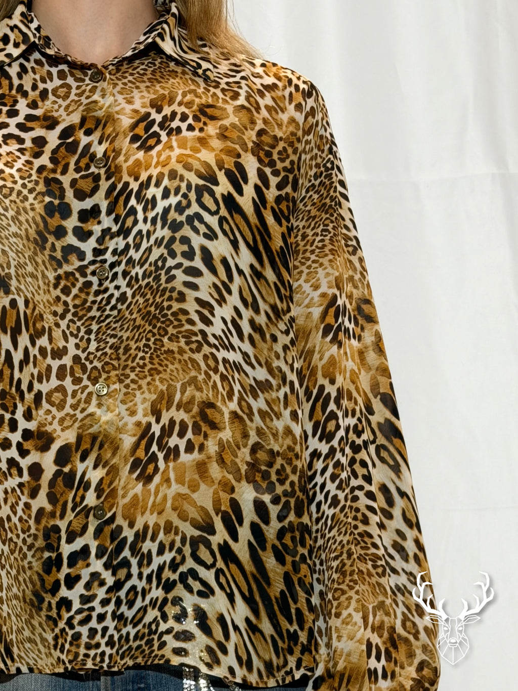 Camicia Leopard In Chiffon Di Seta Rossano Perini